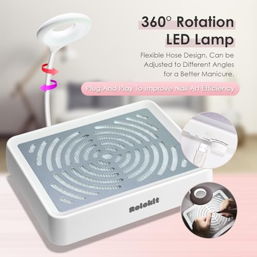 Nail Dust Collector Nail Tech & 26PCS Nail Drill Bits Set, 3/32 Professional Nail Bits Vacuum Dust Collector