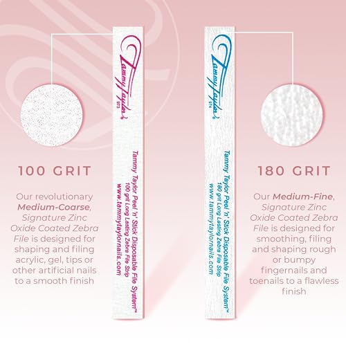 Tammy Taylor 100 Grit Acrylic Finger Nail Files for Women, 100/180 Limas para U?as & Emery Boards for Nails, Professional Manicure Tools, Salon Art Supplies & Accessories, Disposable Fingernail File