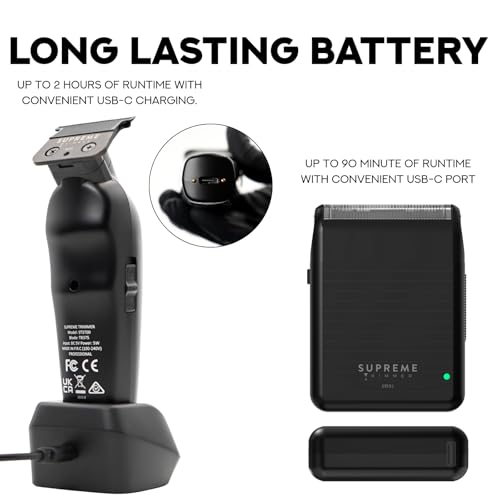 Supreme Trimmer 2-in-One Vader Lite + Solo Lite Foil Shaver Kit | Barber, at Home or Travel Hair Cutting Kit | Black