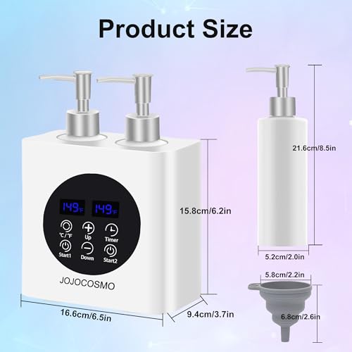 Massage Oil Warmer, Massage Oil Heater with Two Oil Bottle dispensers, Body Liquid Warmer from 30 to 65 ¡ÆC, Lotion Bottle Warmer Shampoo Heater for Salon (Double White)