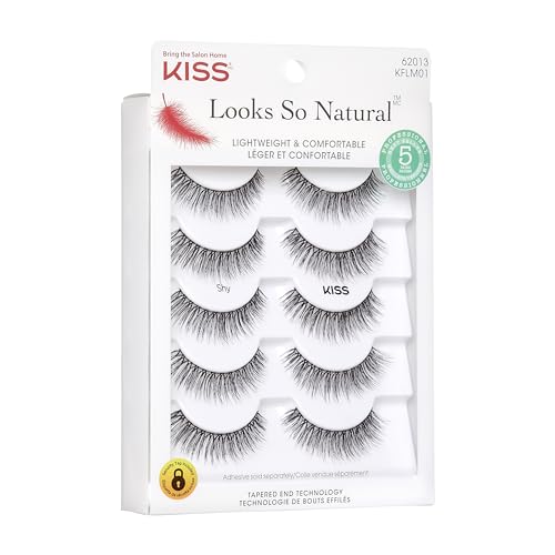 KISS imPRESS Falsies Lash Clusters, Voluminous', 14 mm, 20 Clusters & Looks So Natural Strip Lashes, Shy', 12 mm, 5 Pairs