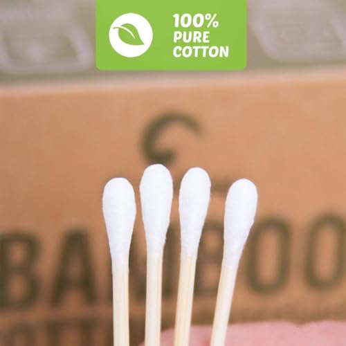 Bamboo Cotton Swabs 2000 Count | Eco-Friendly & Pure Cotton Buds | Double Tipped Sticks | 100% Plant-Based & Natural | Perfect for Makeup & Nail Applications, Arts & Crafts, Removing Dust & Dirt¡¦