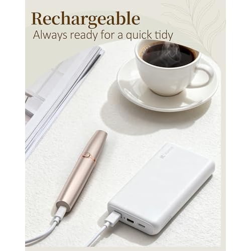 Eyebrow Trimmer for Women, Eyebrow Razor: Rechargeable Facial Hair Removal for Women with 2 Replacement Heads & LED Light, Electric Painless EyeBrow Shaver Hair Removal Device for Eyebrows/Lips/Face
