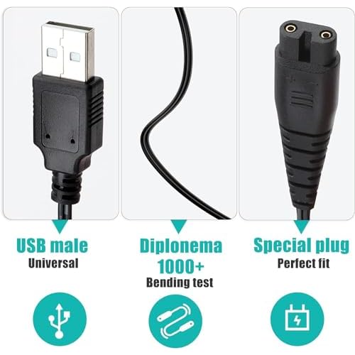 USB Charger Cable Compatible with Hatteker RFC-588 RSCX-7856 RFC-598 RFC-690 RFC-692 RFC-696 RSCX-9598 Charging Cord for Hair Clippers Beard Trimmer