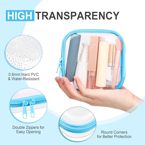 Hoolerry 4 Pcs Hard Clear Zipper Case Makeup Bags Plastic Zipper Pouch Transparent Storage Box Containers for Cosmetics, Snacks, Building Blocks, Puzzles(Clear,5 x 5 x 2 in,Multicolor)