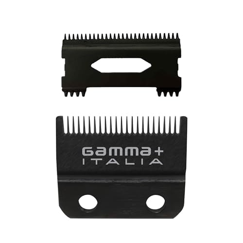 GAMMA+ Hair Clipper Fixed Moving Blade Replacement Black Diamond Carbon DLC and Gold Titanium