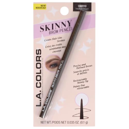 L.A Colors Skinny Brow Pencil, C69110 Medium Brown