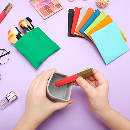 Hoolerry 30 Pcs Small Makeup Bag Portable Mini Women's Leather Pouches Self Closing Coin Purse Bulk Waterproof Lambskin Cosmetic Bag for Travel Lipstick Cosmetic Headphones Jewelry