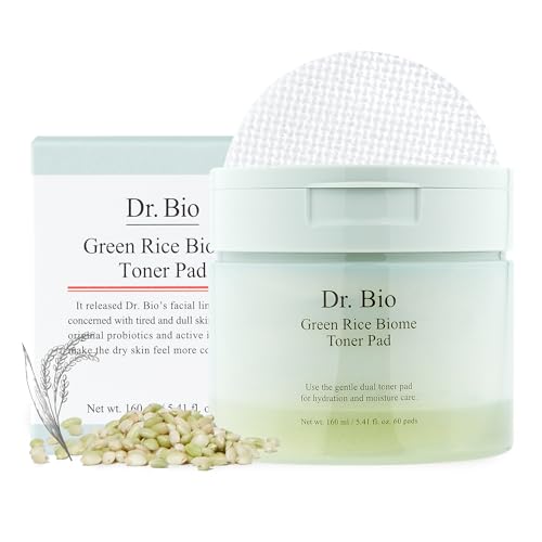 Green Rice Biome Toner Pad (5.54oz/60 Pads) with Probiotic, Exfoliating, Remove Blackheads & Whiteheads, Radiant Skin, Dual-Sided Pad for Sensitive Skin, Fragrance-Free, Vegan Korean Skincare