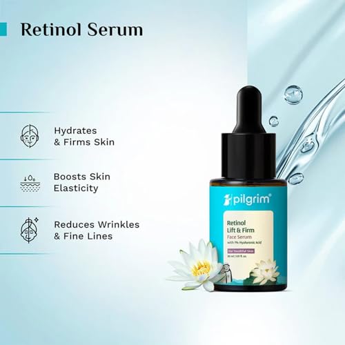 Pilgrim 0.5% Retinol & 1% Hyaluronic Acid Lift & Firm Serum with Pomegranate | Anti-Aging Face Serum for Wrinkles & Fine Lines | Hydrating Skin Tightening Formula | All Skin Types | 1.01 Fl Oz (30ml)