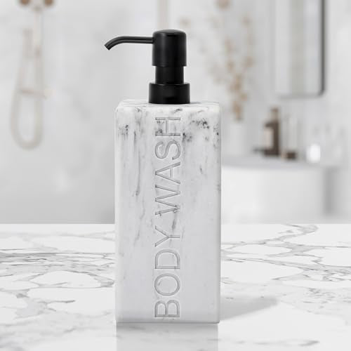 Rectangular Resin Dispenser Premium Bathroom Shampoo Conditioner Body Wash Bottle Modern Refillable Pump Design