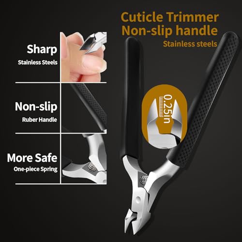 Toe Nail Kit, 7PCS Pedicure Tools for Feet, Heavy Duty Toenail Clippers for Thick Toenails or Ingrown Toenail Removal, Professional Nail Nippers Cutters with Non-Slip Handle for Seniors