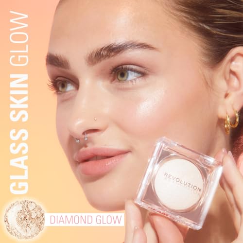 Revolution Beauty London, Beam Bright Highlighter, All Over Face Glow, Powder To Liquid Formula, 5 Different Shades, Diamond Glow