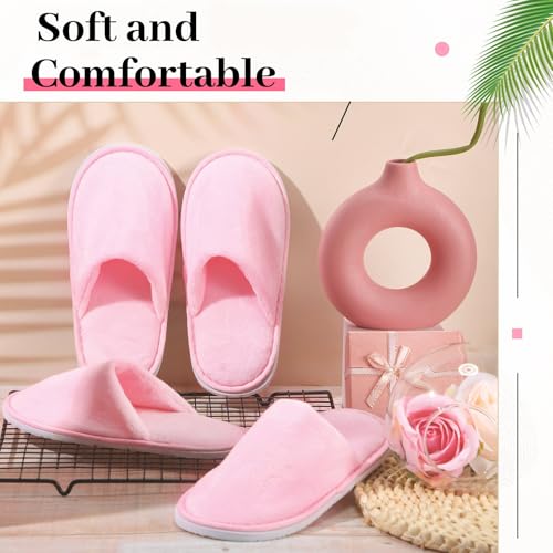 24 Pairs Kids Disposable Slippers Non Slip Closed Kids Spa Slippers Comfortable Home Slippers Disposable Spa Indoor Outdoor Slipper for 4-12 Years Old Boys Girls Party Hotel Travel(Pink,M)