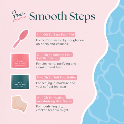 Bare August Glass Foot File Callus Remover for Feet - Heel Scraper & in Shower Foot Scrubber Dead Skin Remover - Pedicure Foot Buffer for Soft Feet (with Handle, Pink) (Pack of 2)