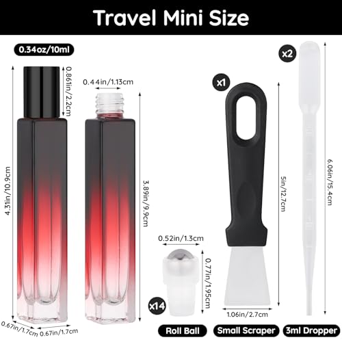 Segbeauty 0.34oz Mini Glass Roller Bottles for Perfume, 10pcs Refillable Roll On Bottles for Essential Oils with Dropper, 10ml Small Travel Containers for Cosmetic Liquid Eye Essence Liquids