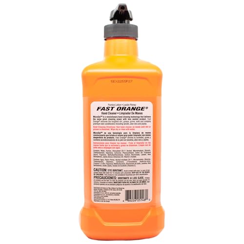 Fast Orange 25148 Pumice Lotion, Heavy Duty Hand Cleaner, Natural Citrus Scent, Waterless Cleaner For Mechanics, Strong Grease Fighter, 48 Oz.