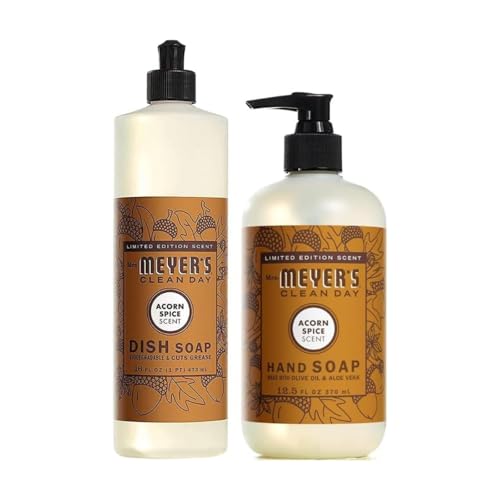 Mrs. MEYER'S Clean Day Variety, 1 Liquid Hand Soap, Acorn Spice, 12.5 OZ, 1 Liquid Dish Soap, Acorn Spice, 16 OZ, 1 CT Variety Pack
