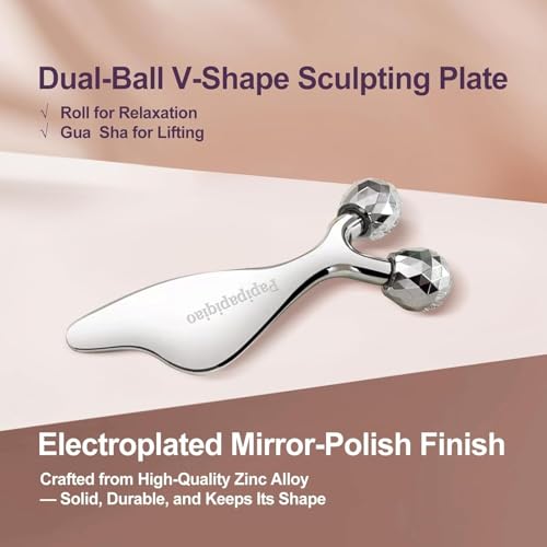 Face Roller Lymphatic Drainage,Face Rollers,Facial Roller,Face Sculpting Tool,Facial Massager? Cooling Metal Face Depuffer, Anti-Puffiness, Prop 65 Tested