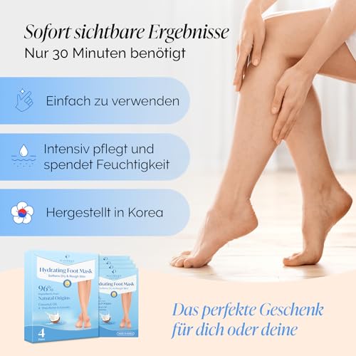PLANTIFIQUE Hydrating Foot Mask for Dry & Cracked Feet - NOT Peeling - 4 Pack and Foot Peel Mask with Vitamins 2 Pack