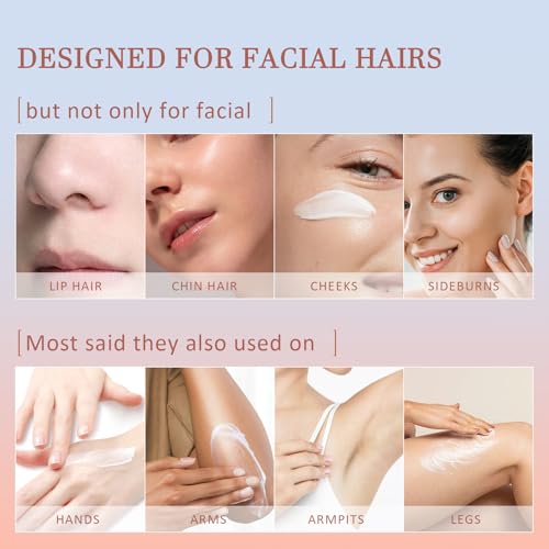 Painless Facial Hair Removal Cream Kit for Women, with Calming Cream & Mess-Free Application Spatula, 4 Min Unwanted Face Hair Remover Cream At Home, Face Depilatory Cream on Chin Lip Hair, 2.03 fl.oz