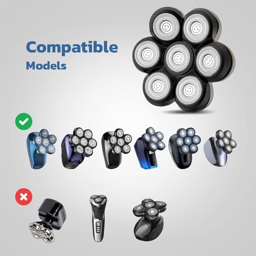 7 Blades Head Shaver Replacement Heads, Shaver Blade Heads Replacement for Electric Razor for Men