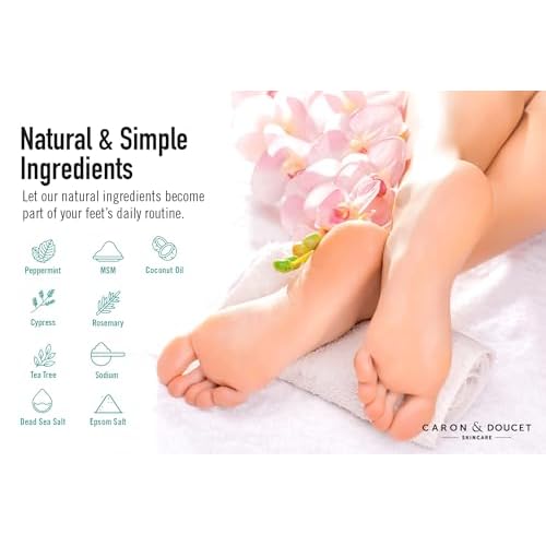 CARON & DOUCET Tea Tree Oil Foot Soak with Epsom Salt and Dead Sea Salt - Natural - Soothes Sore & Tired Feet, Helps Reduce Foot Odor Scent, Softens Calluses - 2lb