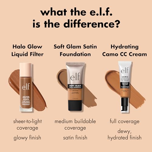 e.l.f. Soft Glam Foundation, Medium Coverage, Long-Lasting & Buildable Foundation For A Smooth, Satin Finish, Vegan & Cruelty-Free, 22 Light Warm