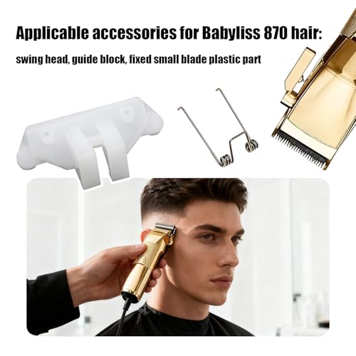 2 Sets Hair Clippers Spring Tension and Cam Follower Swing Head fit for Babyliss 870 Series Hair Clipper Head Spring (2 X Swinging Spring 2 X White Cam Follower)