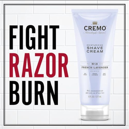 Cremo French Lavender Moisturizing Shave Cream, Astonishingly Superior Ultra-Slick Shaving Cream for Women Fights Nicks, Cuts and Razor Burn, 6 Fl Oz (Pack of 2)