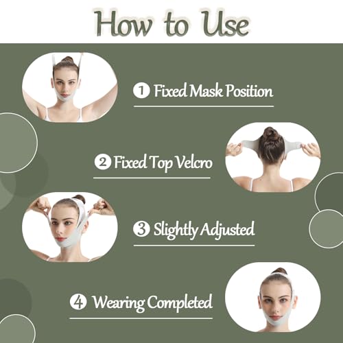 Generic Face Lift Mask, Reusable Face Tape, 2024 New V-Wire Lift Mask, Double Chin Lift Bandage, V-Mask Sagging, Ice Silk Breathable Face Lift for Men and Women, Green, 6.45×1.18×4.72 Inch