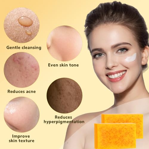 Lemon Turmeric Soap Bar for Face Body Gentle Cleansing Natural Handmade Soaps Bar Lemon Turmeric Soap For All Skin Types £¨3Pcs£©