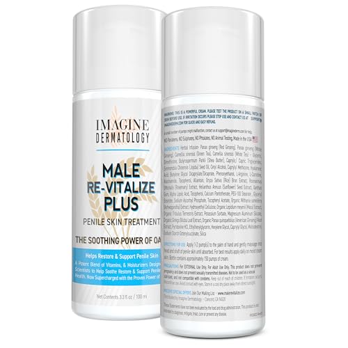 Male Re-Vitalize PLUS - Oats Penile Health Cream for Men - Relieve, Restore and Support Skin - Moisturizing Penile Cream - TSA Compliant Size (3.3 fl oz/100ml)