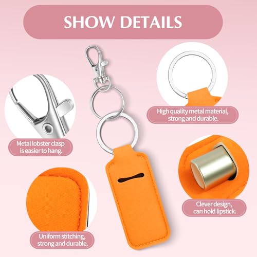 Chapstick Holder Keychain Lip Gloss Holder Keychain Cute Lip Balm Sleeve Pouch Lipstick Holder Keychain 6 PCS
