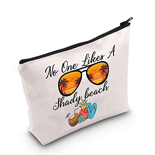 LEVLO Ocean Beach Cosmetic Make Up Bag Beach Wear Gift No One Likes A Shady Beach Makeup Zipper Pouch Bag For Beach Girls Surfer (Likes A Shady Beach)