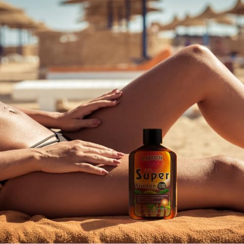 Self-Tanning Oil with Rosehip, Olive & Sweet Almond Oil - Moisturizing & Bronzing Tanning Oil for Face & Body, Natural Glow for Beach & Daily Use, Includes Applicator Mitt