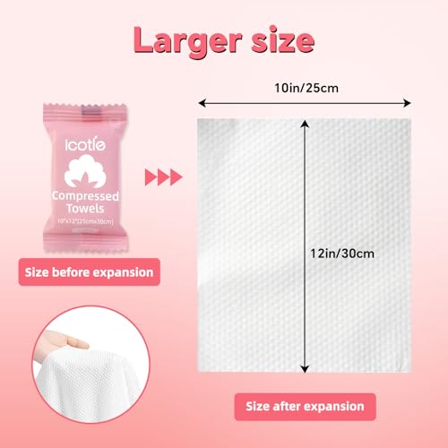 Compressed Towel 100 Pcs, Disposable Compressed Face Towels, 10¡¿12 Inch Expanded, Portable Cotton Coin Tissues for Travel, Home, Camping & Outdoor Activities