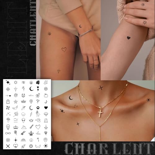 594 Pcs Tiny Small Temporary Tattoos for Women Men Finger Hands, Mini Fake Tattoos for Adult Finger Neck Body