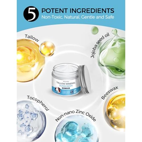 Organic Beef Tallow Sunscreen-SPF 50 with Zinc Oxide,Non-Toxic 2-in-1 Moisturizer & Mineral Sunblock | Reef Safe, Chemical-Free,Lightweight, Clean Formula for Sensitive Skin Natural Sunscreen.