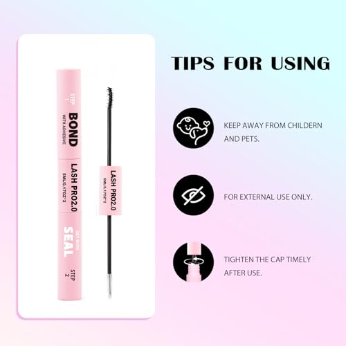 SY-SHUYING Black Lash Bond and Seal Mascara for Long Lasting Waterproof Non Irritating Mild Formula Eye lash Extensions 5ml+5ml