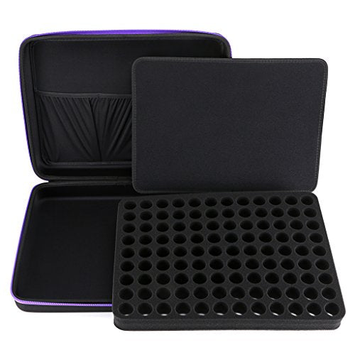 Hipiwe 108 Essential Oils Carrying Case Holds 5ml, 10ml, 15ml Bottles Hard Shell Exterior EVA Essential Oils Storage Organzier Bag with Foam Insert and Carrying Handle