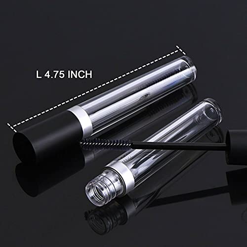 Empty Eyelash Mascara Tube and Eyeliner Wand, 8ml Mascara Tube Wand Eyelash Container Bottle, 7ml Empty and Eyeliner Tubes Transparent 4 Packs with Rubber Inserts, Funnels for DIY Castor Oil