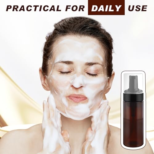 8 Pcs 150ml/5oz Foam Bottle Dispenser Empty Plastic Foaming Pump Bottle Brown Refillable Container for Shampoo Shower Hand Soap Facial Cleanser