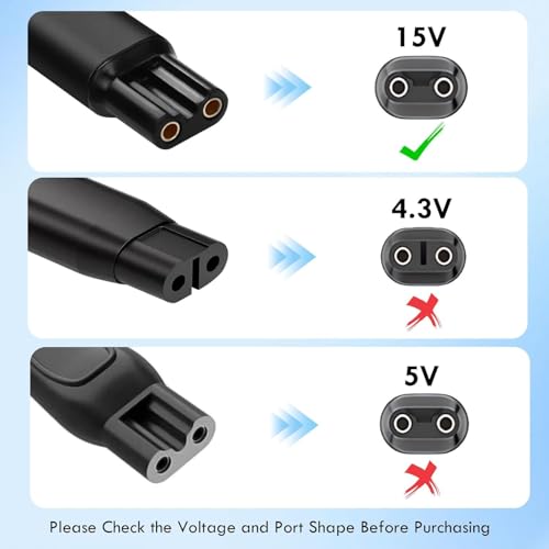 Vancle 15V Charger for Philips Norelco HQ8505 9000 7000 6000 3000 Series, Multigroom MG5750 MG7750 MG7770 MG7790 QP6531 QP6531 QP6520 BG7040 BG7030 BG5025 S9987 Electric Shaver Trimmer