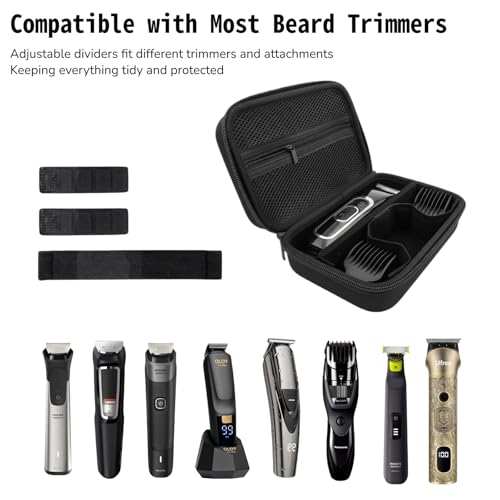 Beard Trimmers Case, Hair Clipper Shaving Hard Travel Case Compatible with Norelco Multigroom Series 9000/7000/5000/3000, OLOV, Ufree, Oneblade, Electric Body Shaver and Accessories -Black