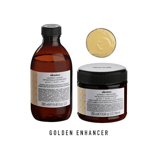Davines Alchemic Conditioner Golden, Color Depositing Cream for Golden Blonde & Honey Hair - Intensifies & Hydrates Warm Blonde Tones with Jojoba Oil, 8.45 Fl Oz