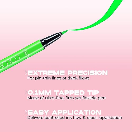 Neon Liquid Eyeliner Pen, Waterproof Smudge-proof Pigmented Eye Liner, Glow Brightly Under UV Lights, Colorful Eye Makeup For Rave Party Music Festival, Neon Green
