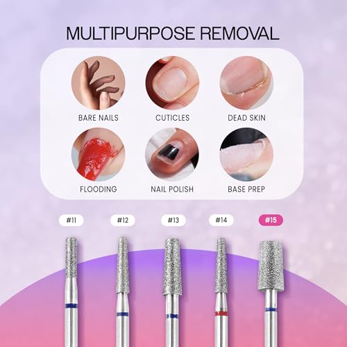 PANA 3/32" Diamond Carbide Cone Bit- Style 15, Medium Grit - Professional Cuticle Nail Drill Bits for Acrylic Gel Nails Dry Manicure Pedicure Shape Remove Tools