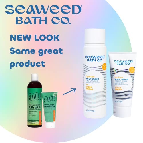 Seaweed Bath Co. Body Wash and Body Cream Duo, 12 Ounce, 6 Ounce, Citrus Vanilla Scent, Sustainably Harvested Seaweed