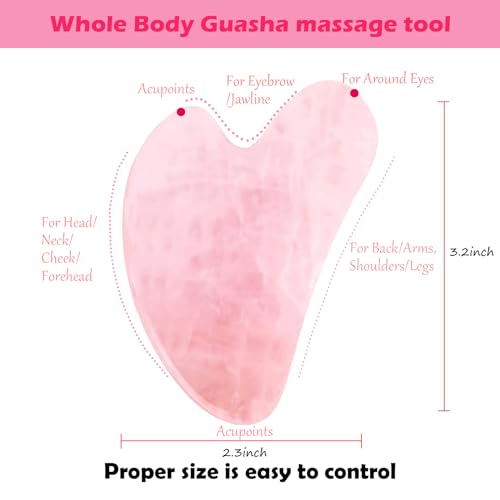 2PCS Gua Sha Facial Tool, Natural Jade Stone Guasha Board for Jawline Sculpting and Puffiness Reducing, Scraping Massage Tool, Skin-Care Gift for Men Women